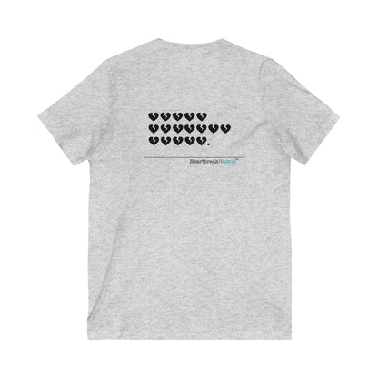 This T-shirt features a clever, bold design invoking a modern, emoji heartbreak haiku that makes it a perfect choice for someone going through a tough time. The lightweight fabric and stylish silhouette of this v-neck tee make it versatile for any season