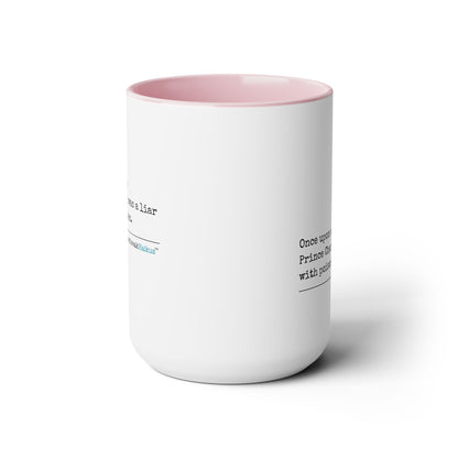 Text-Only, Two-Tone, Coffee Mug, 15oz - Dual-Sided Printing "...with poison kisses."