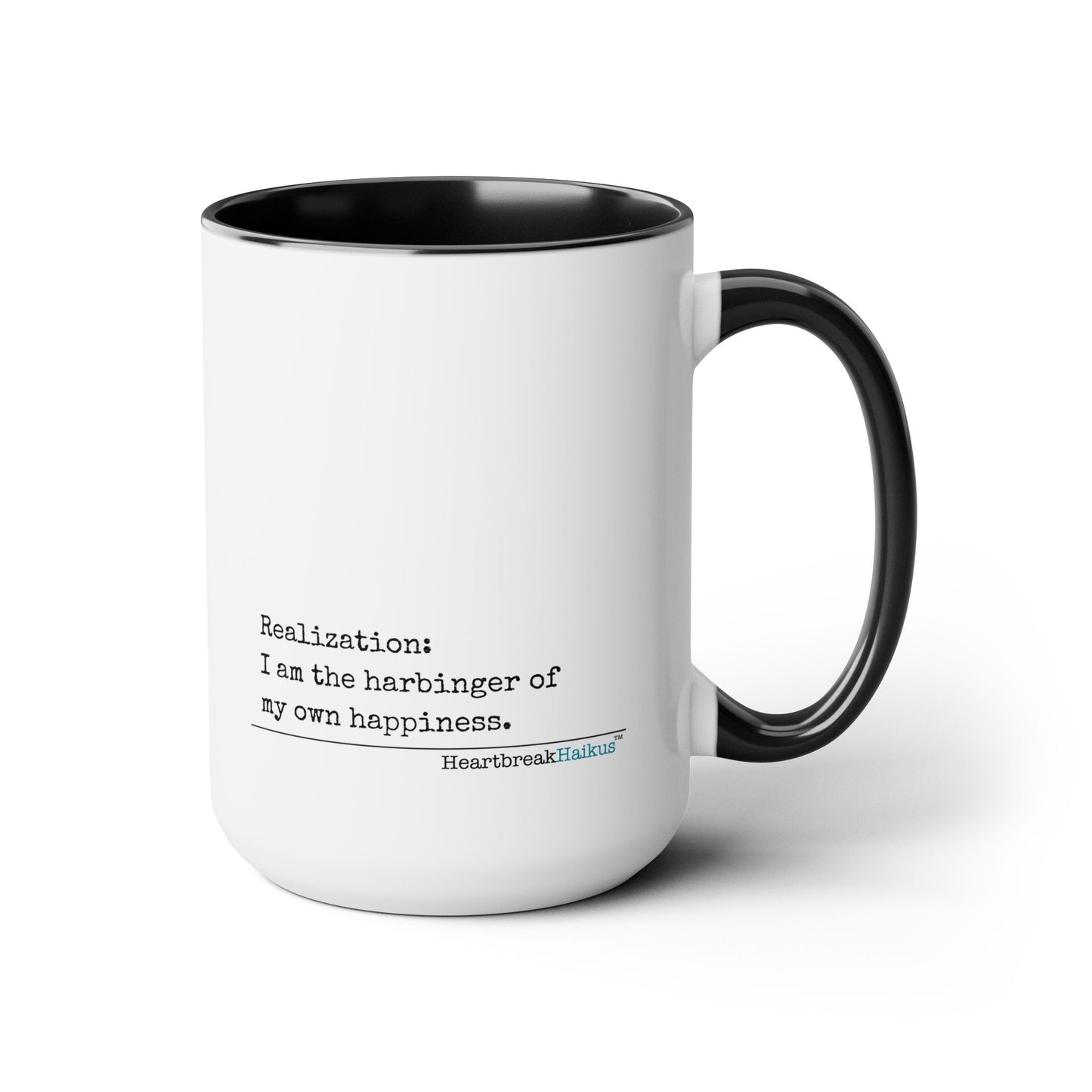 Two-Tone, Coffee Mug, 15oz - Dual-Sided Printing "...harbinger of happiness."