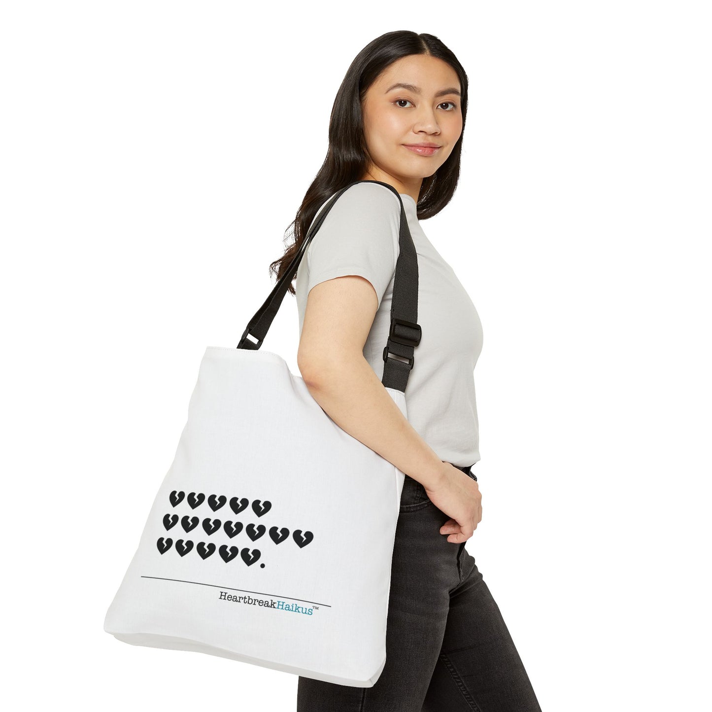 Hieroglyph Heartbreak Haiku. Adjustable Tote Bag (dual-sided design)