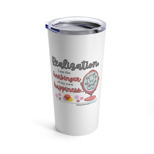 "...harbinger of happiness." Hot and Cold Tumbler (20oz), dual-sided print, design and vintage typewriter