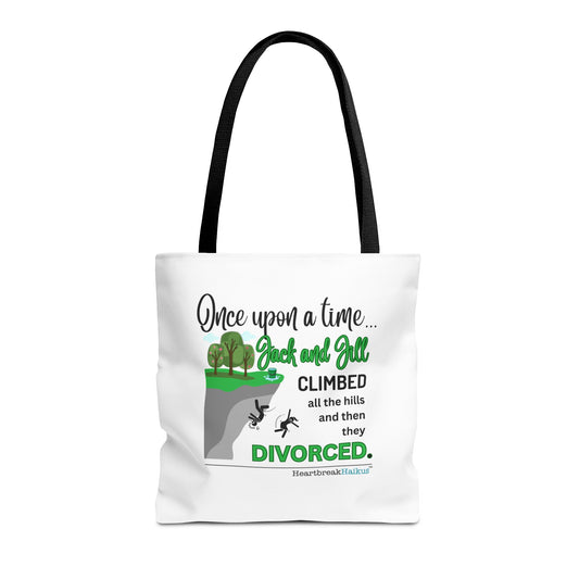 "...and then they divorced." Tote Bag (Dual-sided design--illustration and poem in vintage typewriter font)