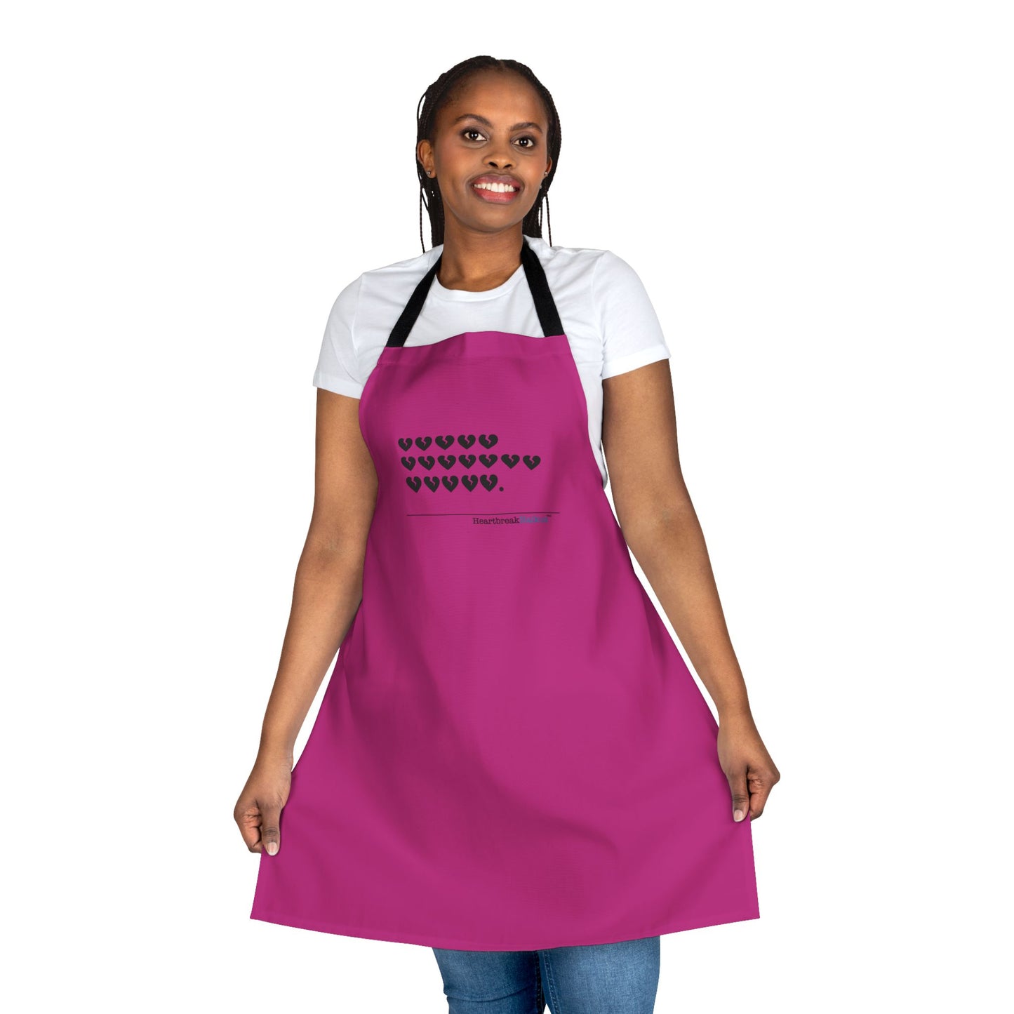 Hieroglyph Heartbreak Haiku. Apron, 5-Color Straps (hot pink apron)