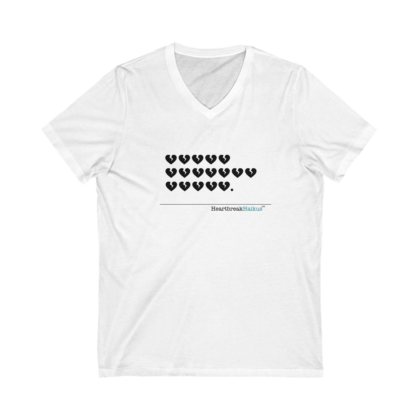 This T-shirt features a clever, bold design invoking a modern, emoji heartbreak haiku that makes it a perfect choice for someone going through a tough time. The lightweight fabric and stylish silhouette of this v-neck tee make it versatile for any season