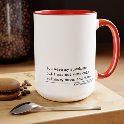 Text-Only, Two-Tone, Coffee Mug, 15oz - Dual-Sided Printing "You were my sunshine..."