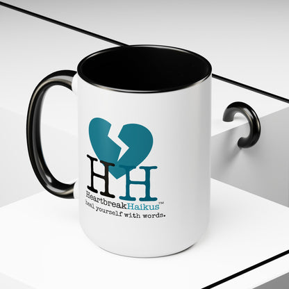 Two-Tone, Coffee Mug, 15oz - Dual-Sided Printing "...heal yourself with words."