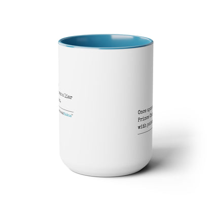 Text-Only, Two-Tone, Coffee Mug, 15oz - Dual-Sided Printing "...with poison kisses."