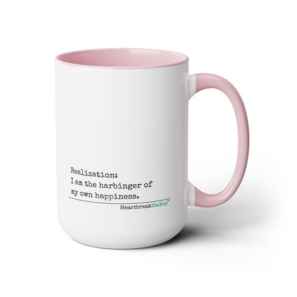 Two-Tone, Coffee Mug, 15oz - Dual-Sided Printing "...harbinger of happiness."