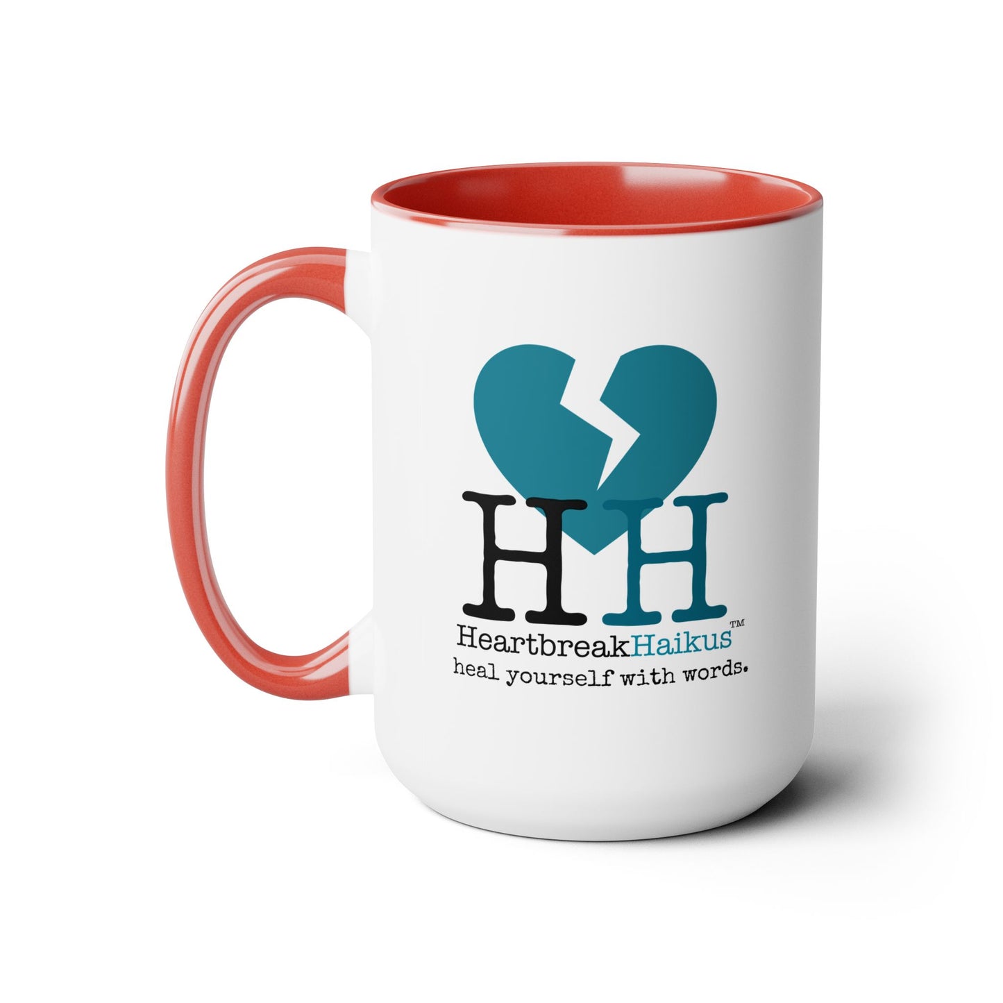 Two-Tone, Coffee Mug, 15oz - Dual-Sided Printing "...heal yourself with words."