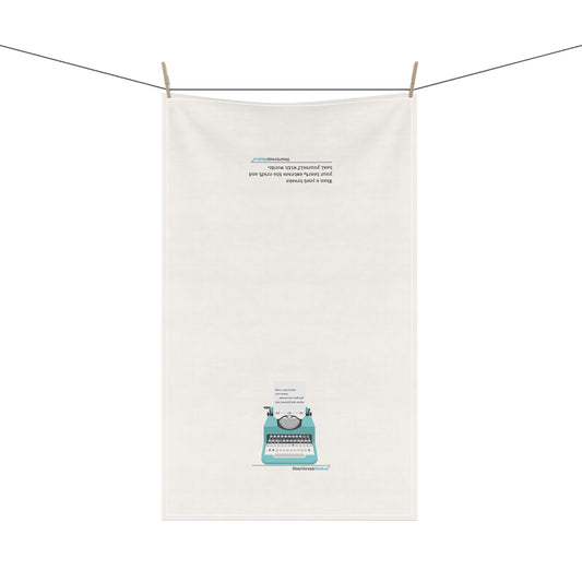 "Heal yourself with words." Kitchen Towel, Vintage Typewriter Design