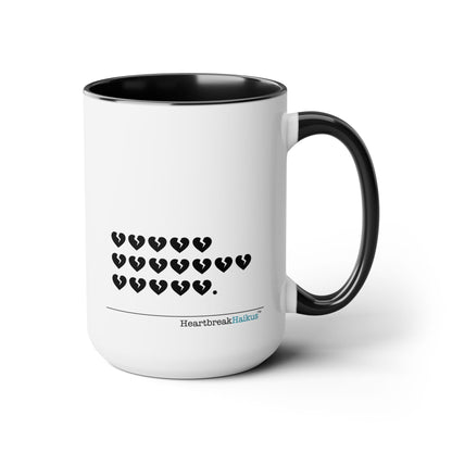 Hieroglyph Heartbreak Haiku. Two-Tone, Coffee Mug, 15oz - Dual-Sided Printing