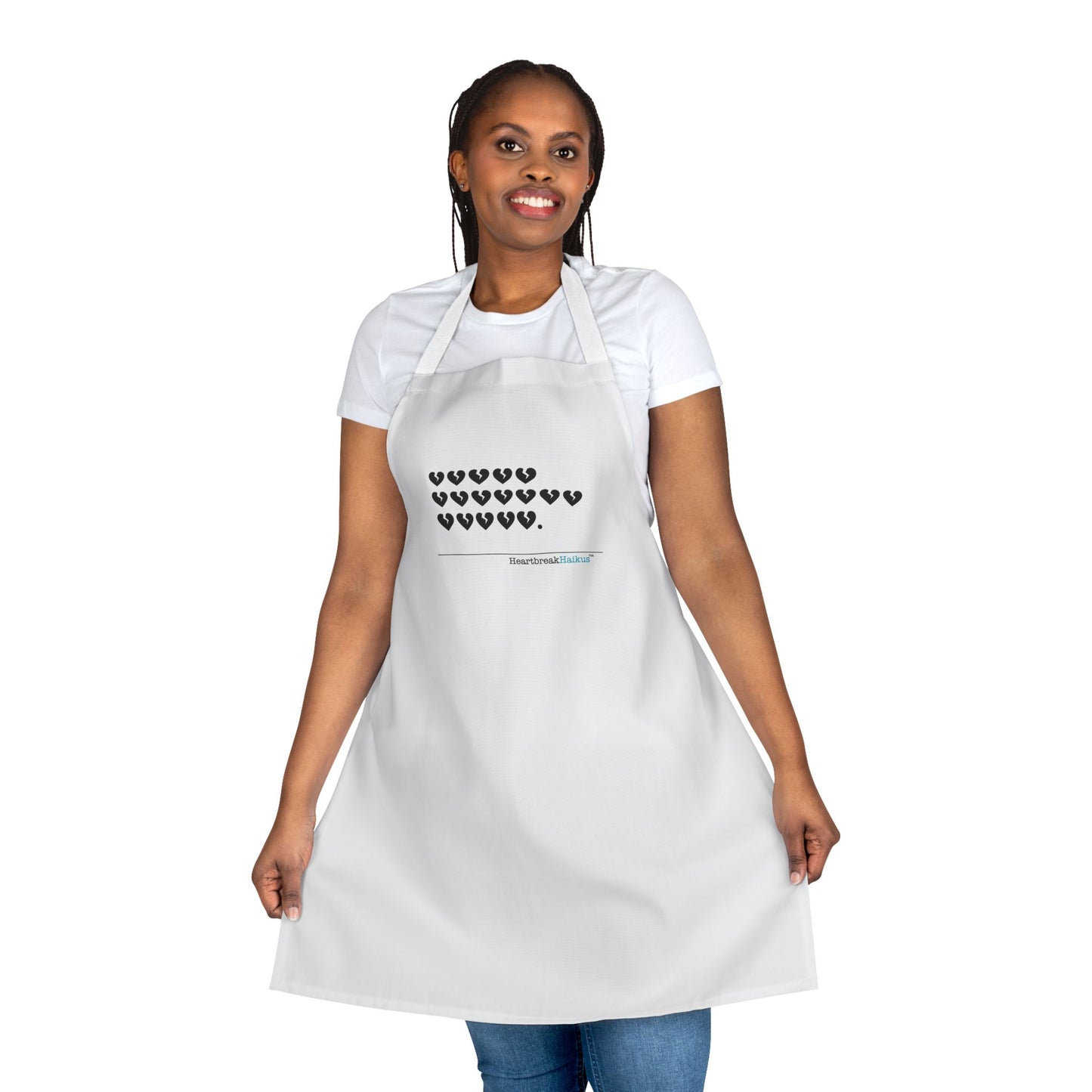 Hieroglyph Heartbreak Haiku. Apron, 5-Color Straps (white apron)