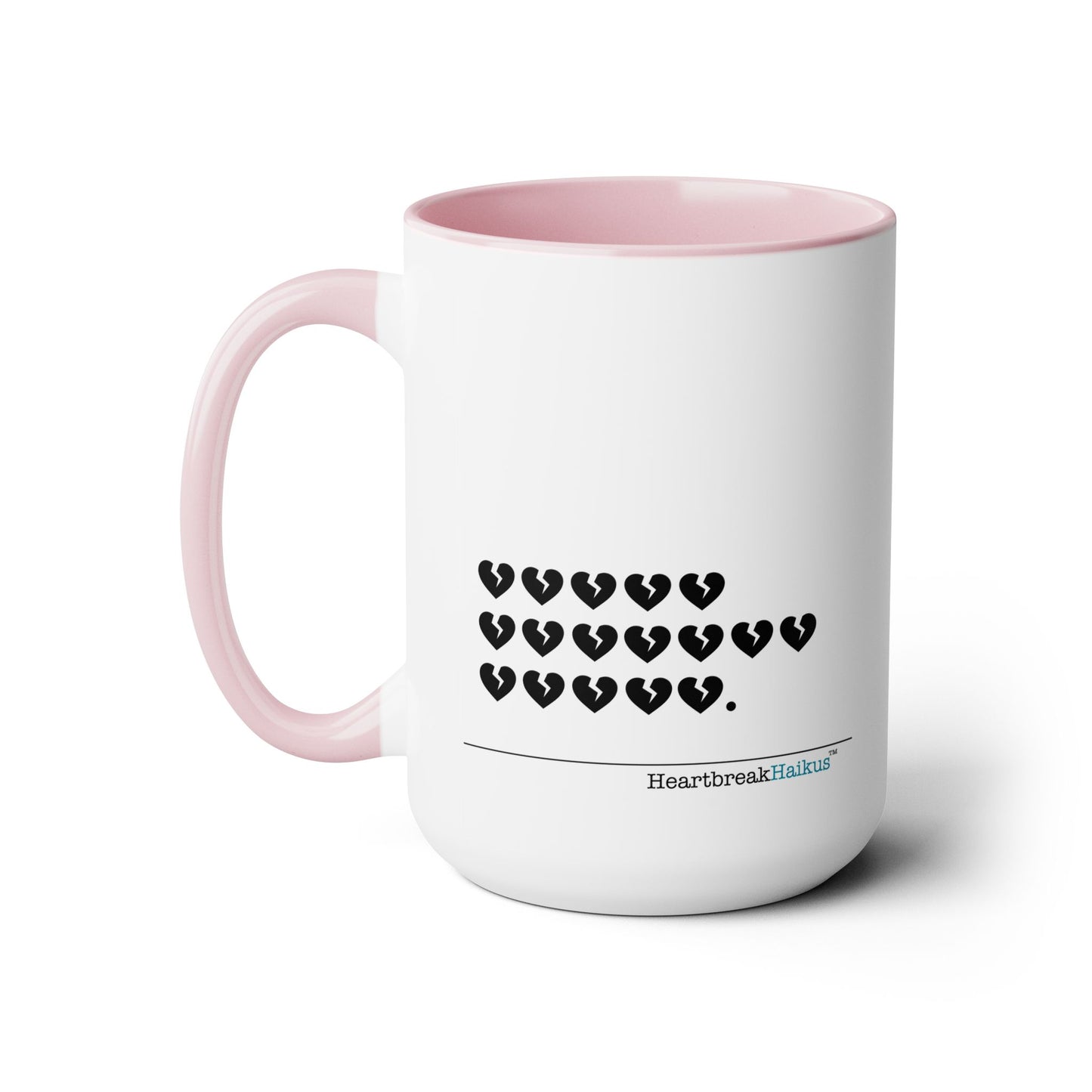 Hieroglyph Heartbreak Haiku. Two-Tone, Coffee Mug, 15oz - Dual-Sided Printing