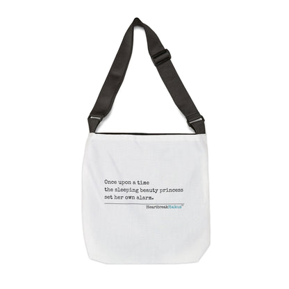 Sleeping Beauty's Alarm Haiku. Adjustable Tote Bag