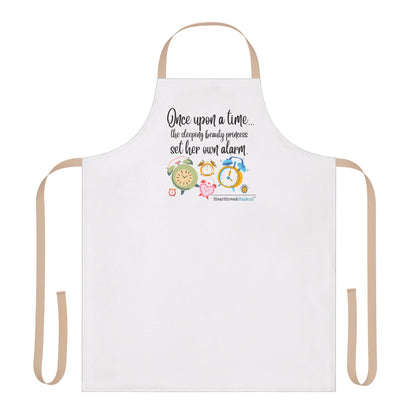 This apron comes with a tie-back closure to fit securely, a sewn-in care label for guesswork-free maintenance, and a highly durable 100% polyester canvas construction for top-tier durability. Comes with black, beige, blue, pink, or white strap color, and