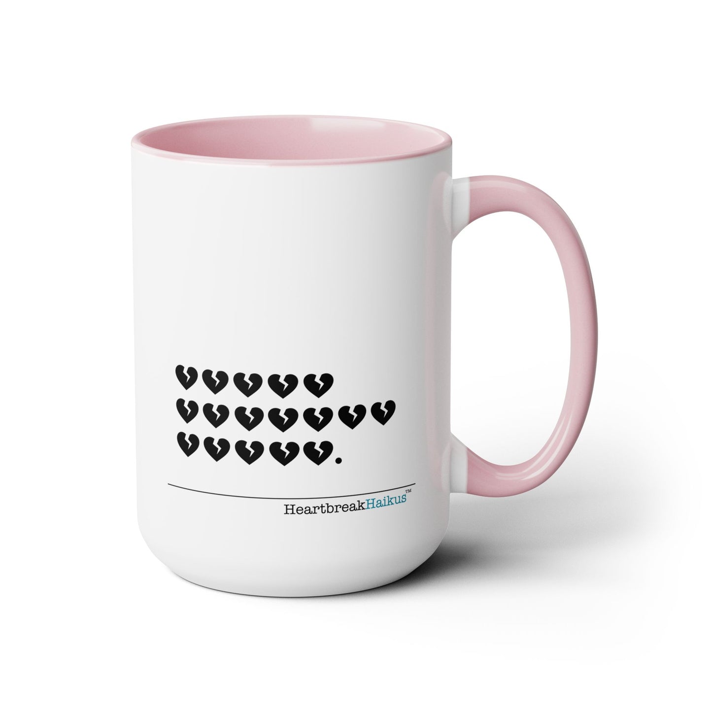 Hieroglyph Heartbreak Haiku. Two-Tone, Coffee Mug, 15oz - Dual-Sided Printing