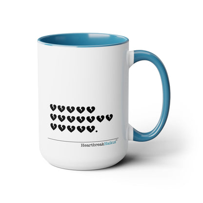 Hieroglyph Heartbreak Haiku. Two-Tone, Coffee Mug, 15oz - Dual-Sided Printing