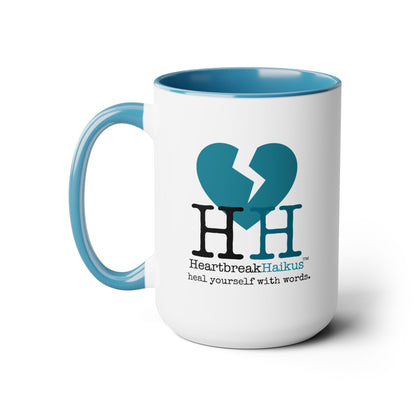 Two-Tone, Coffee Mug, 15oz - Dual-Sided Printing "...heal yourself with words."