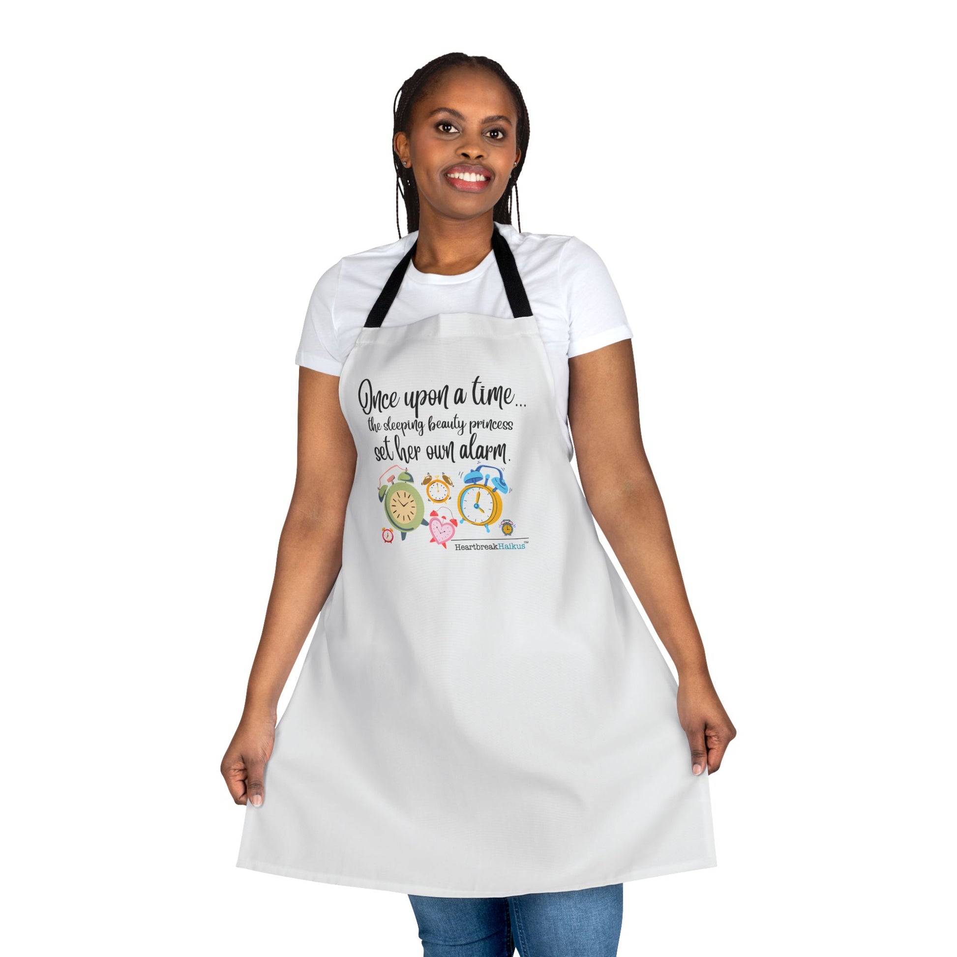 This apron comes with a tie-back closure to fit securely, a sewn-in care label for guesswork-free maintenance, and a highly durable 100% polyester canvas construction for top-tier durability. Comes with black, beige, blue, pink, or white strap color, and