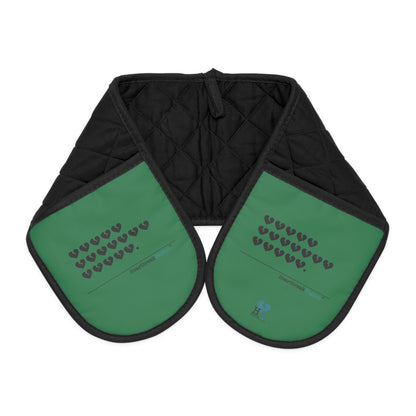 Hieroglyph Heartbreak Haiku. Connected Oven Mitts (Green)