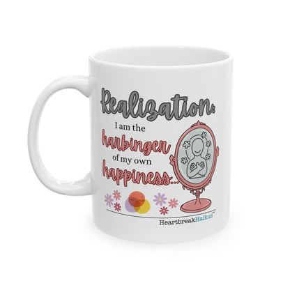 Harbinger of Happiness Haiku. Dual-Design Ceramic Mug (11oz or 15oz)