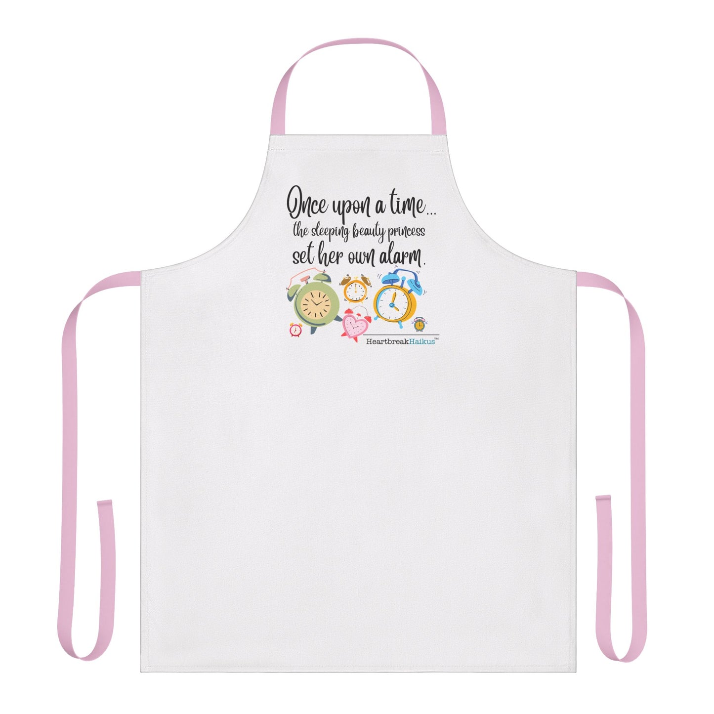 This apron comes with a tie-back closure to fit securely, a sewn-in care label for guesswork-free maintenance, and a highly durable 100% polyester canvas construction for top-tier durability. Comes with black, beige, blue, pink, or white strap color, and